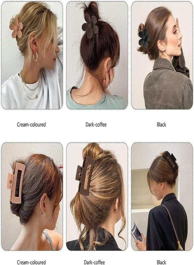 Minta 4Pcs Medium Claw Hair Clips for Women Girls, Matte Rectangle Small Hair Claw Clips for Thin/Medium Thick Hair, Hair Jaw Clips Nonslip Clips - Image 4