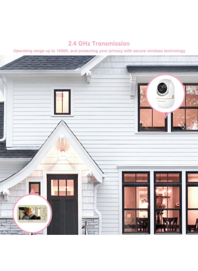 Hellobaby HB6550 2025 Model No WiFi Baby Monitor 5" Screen 30-Hour Battery Pan-Tilt-Zoom Video Upgrade with Camera and Audio, Night Vision, VOX, 2-Way Talk, 8 Lullabies and 1000ft Range - Image 3