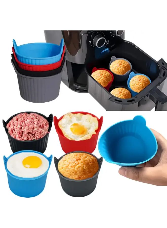 6Pcs Black Silicone Air Fryer Baking Cups Reusable Non Stick Muffin Molds - Image 2