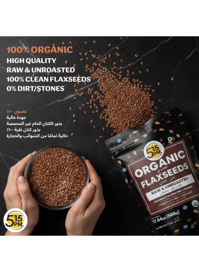 5:15PM 100% Certified Organic Flax Seeds 500g | Raw & Unroasted Flax Seeds for eating - Image 3