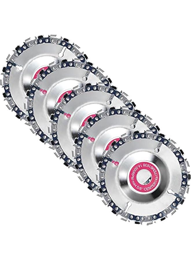 5 Pieces 5/8 Inch Chain Disc Saw Blades for Angle Grinders - 22 Teeth Wood Carving Discs and Grinding Attachment Wheels - Image 1