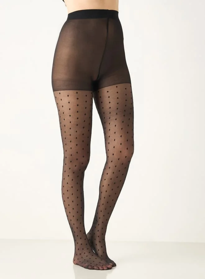 سيليست All-Over Polka Dot Detail Tights with Elasticated Waistband