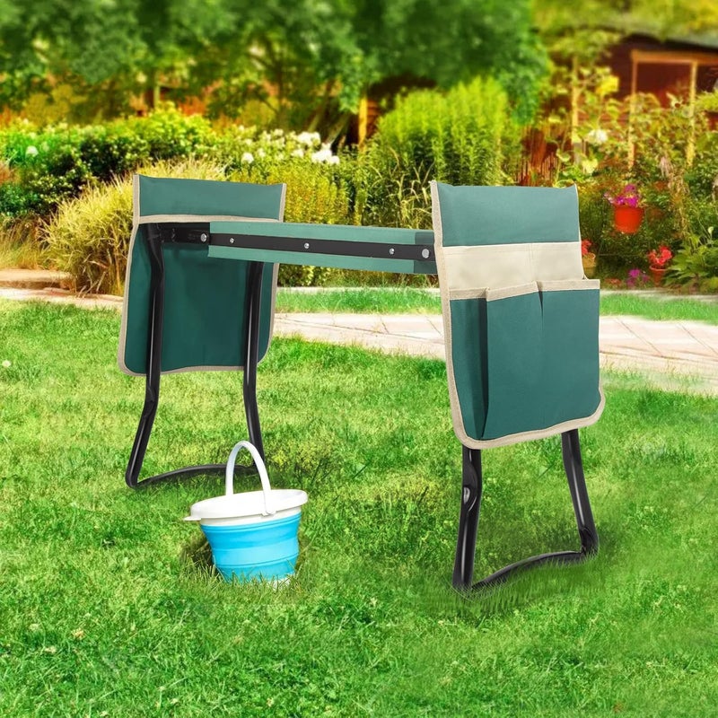 Uten Kneeling Bench for Gardening, Garden Stool Foldable 2 in 1 Work Stool with EVA Foam Mat, Tool Bag - Image 2