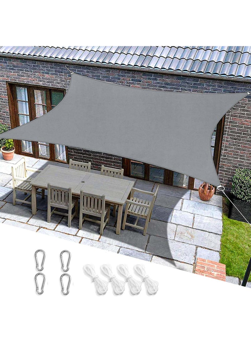 Soofam Curved Sun Shade Sails, Waterproof Canopy Sail Shade Cloth, Outdoor UV Block Shade Canopy Cover, Rectangle Sunshade for Backyard Deck Patio Garden Outdoor Activities (Grey(5x6M)) - Image 1