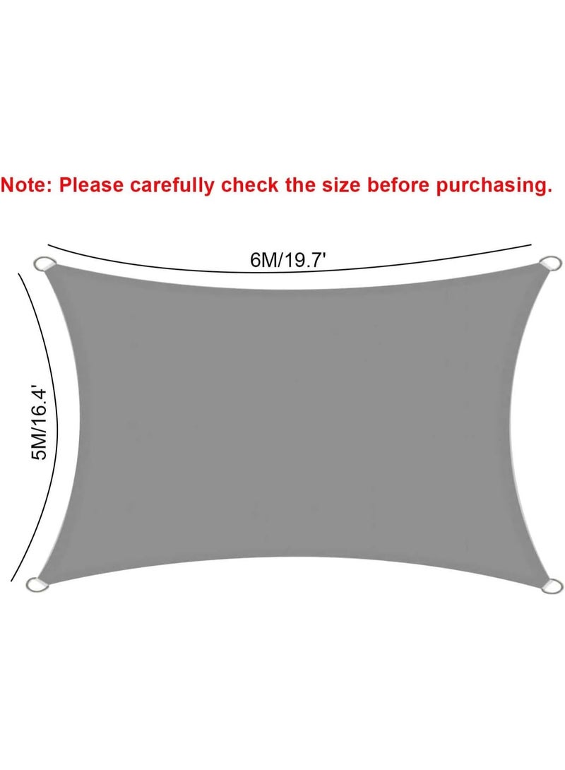Soofam Curved Sun Shade Sails, Waterproof Canopy Sail Shade Cloth, Outdoor UV Block Shade Canopy Cover, Rectangle Sunshade for Backyard Deck Patio Garden Outdoor Activities (Grey(5x6M)) - Image 5