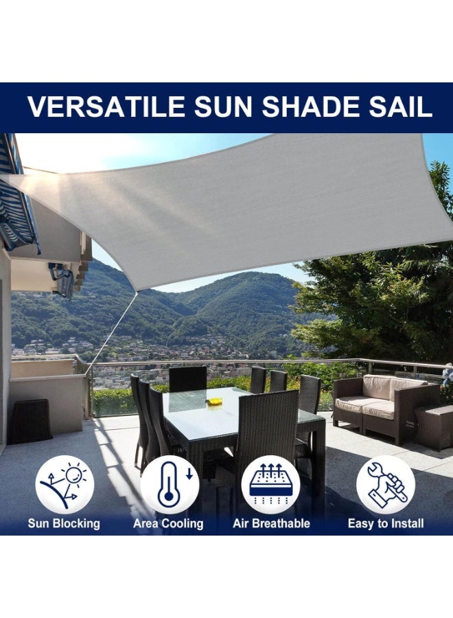 Soofam Curved Sun Shade Sails, Waterproof Canopy Sail Shade Cloth, Outdoor UV Block Shade Canopy Cover, Rectangle Sunshade for Backyard Deck Patio Garden Outdoor Activities (Grey(5x6M)) - Image 2