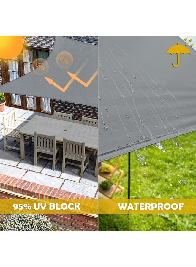 Soofam Curved Sun Shade Sails, Waterproof Canopy Sail Shade Cloth, Outdoor UV Block Shade Canopy Cover, Rectangle Sunshade for Backyard Deck Patio Garden Outdoor Activities (Grey(5x6M)) - Image 3