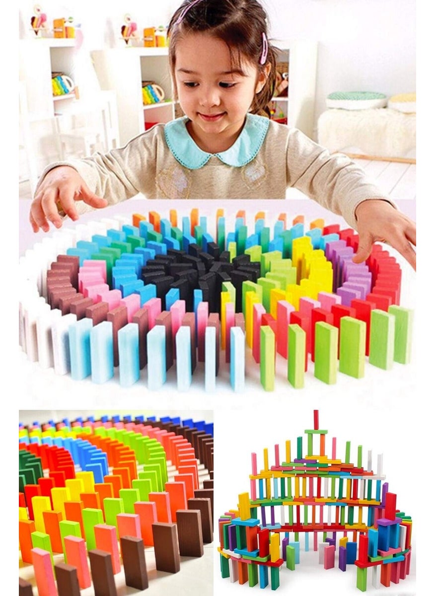Hediye Paketim My Gift Package 100 Pieces Colorful Wooden Domino Set 