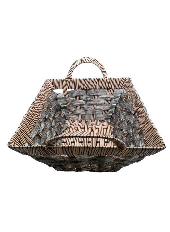 Multi-Purpose Woven Storage Basket – Elegant Organizer for Tables, Cabinets, Living Rooms, and Kitchens, Decorative Storage Box for Toys, Books, Kitchen Items, and Small Essentials, Size 30×25 cm, Black/Brown and Beige, Practical for Daily Use - Image 5