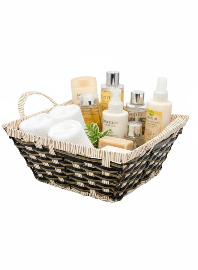 Multi-Purpose Woven Storage Basket – Elegant Organizer for Tables, Cabinets, Living Rooms, and Kitchens, Decorative Storage Box for Toys, Books, Kitchen Items, and Small Essentials, Size 30×25 cm, Black/Brown and Beige, Practical for Daily Use - Image 3