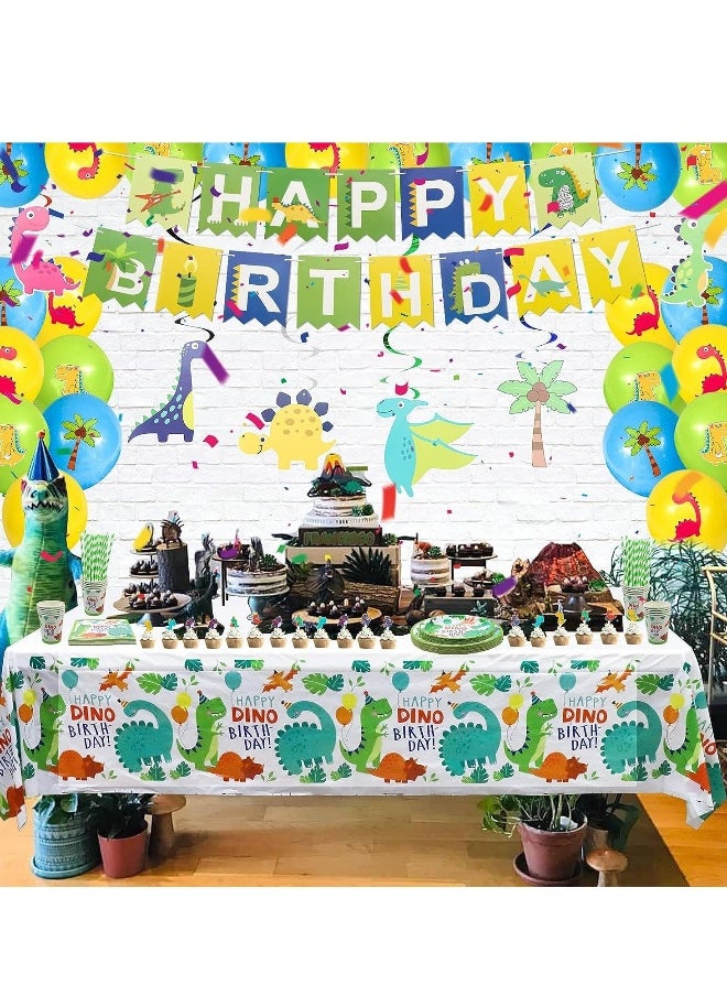 null - Dinosaur Birthday Party Supplies Set Dinosaur Themed Tableware Set Dino Happy Birthday Banners Dinosaur Plates Dinosaur Tablecloths Dino Cups Dino T-Rex Party Decoration Set Serves for 20 Guests - Image 1