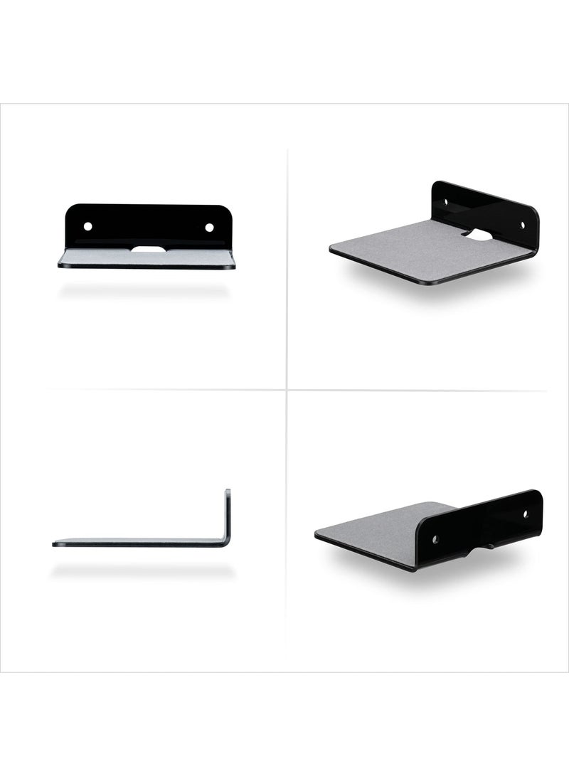 SYOSI 2Pack Small Metal Floating Wall Shelf, 4” Floating Shelf Bluetooth Speaker Stand, Mini Pop Shelves, Anti Slip, for Cameras, Baby Monitors, Webcam, Router & More, Screw Wall Mount(Black) - Image 4