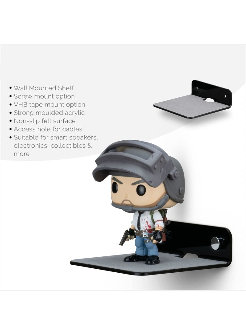 SYOSI 2Pack Small Metal Floating Wall Shelf, 4” Floating Shelf Bluetooth Speaker Stand, Mini Pop Shelves, Anti Slip, for Cameras, Baby Monitors, Webcam, Router & More, Screw Wall Mount(Black) - Image 5