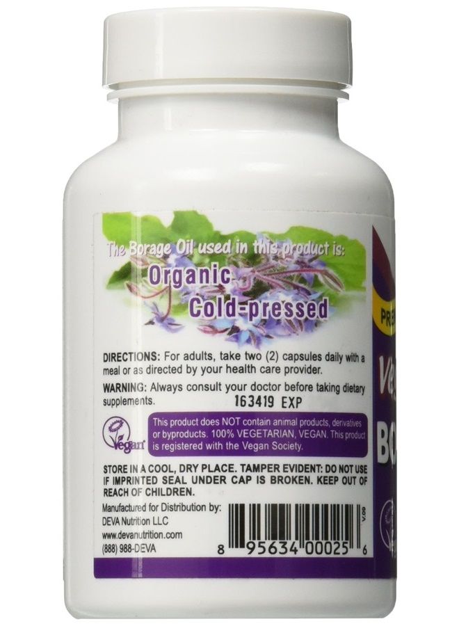 Deva Vegan Vitamins , Borage Oil 500mg, Rich Source of Omega-6 Fatty Acid GLA (Gamma linolenic Acid), Cold-Pressed & Unrefined, 90 Tablets, 1-Pack - Image 2