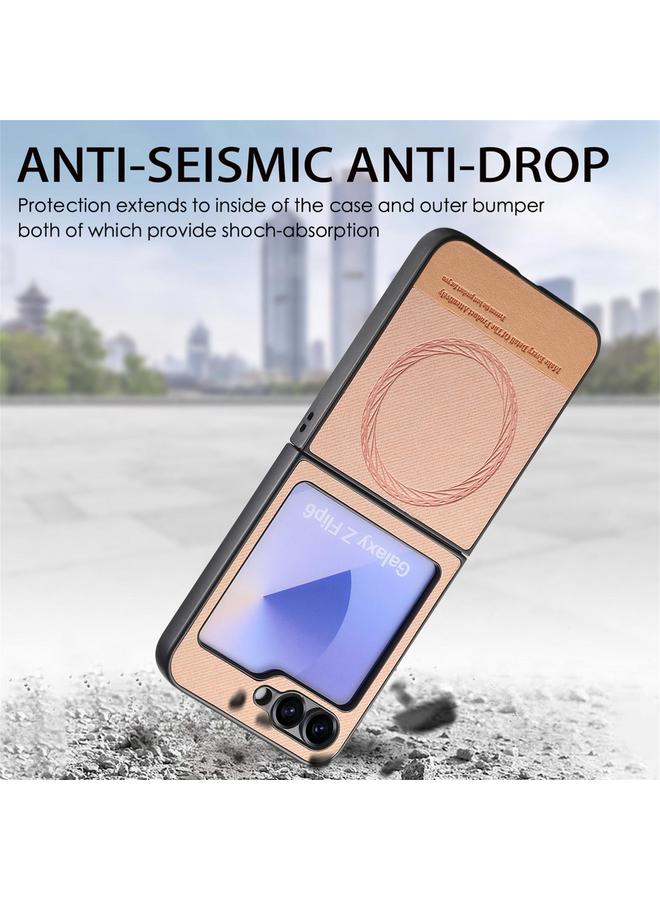 erorex Case For Samsung Galaxy Z Flip3 5G Twill Fabric Leather Skin Magnetic Back Phone Case - Image 4