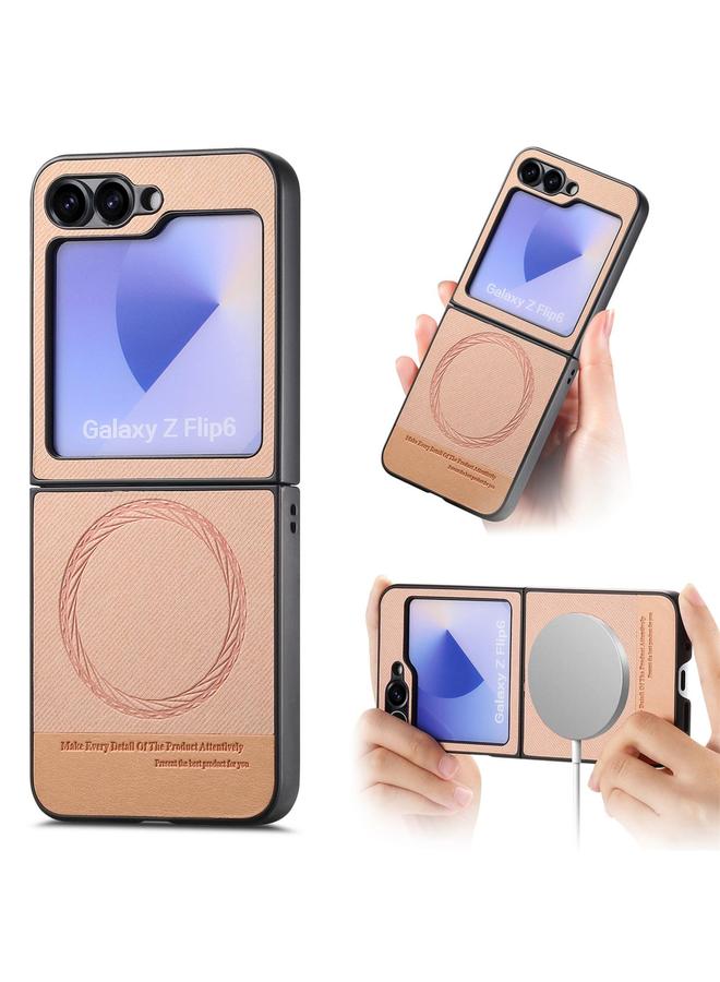 erorex Case For Samsung Galaxy Z Flip3 5G Twill Fabric Leather Skin Magnetic Back Phone Case - Image 1