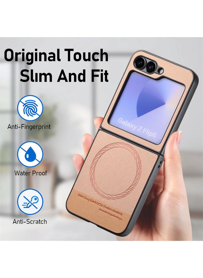 erorex Case For Samsung Galaxy Z Flip3 5G Twill Fabric Leather Skin Magnetic Back Phone Case - Image 5