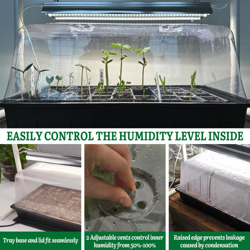 SOLIGT 1020 Size Seed Starter Kit with Grow Light and Heat Mat â€“ 7" Humidity Dome, 6x12 Cell Seed Starter Tray, Bright-Adjustable with 8/12/18H Timer & Stand for Seed Starting & Seedling Propagation - Image 4