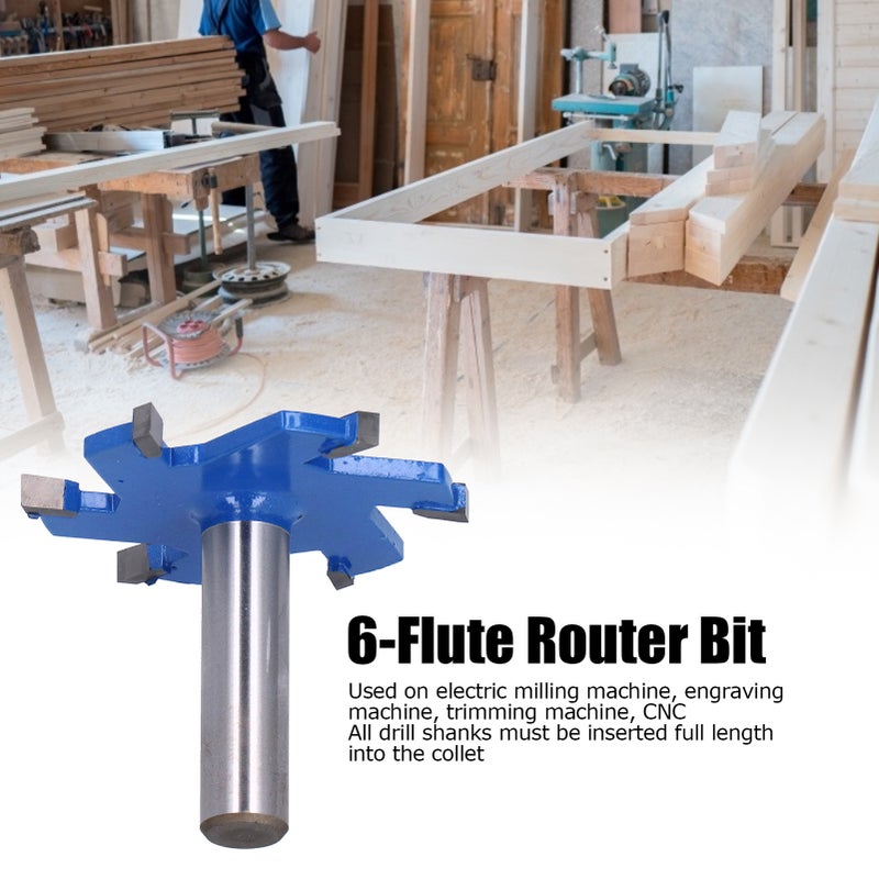 6Flute Router Bit TSlot Woodworking Slotting Milling Cutter Alloy Carbon Steel Extended Shank(1/2 Shank ) - Image 4