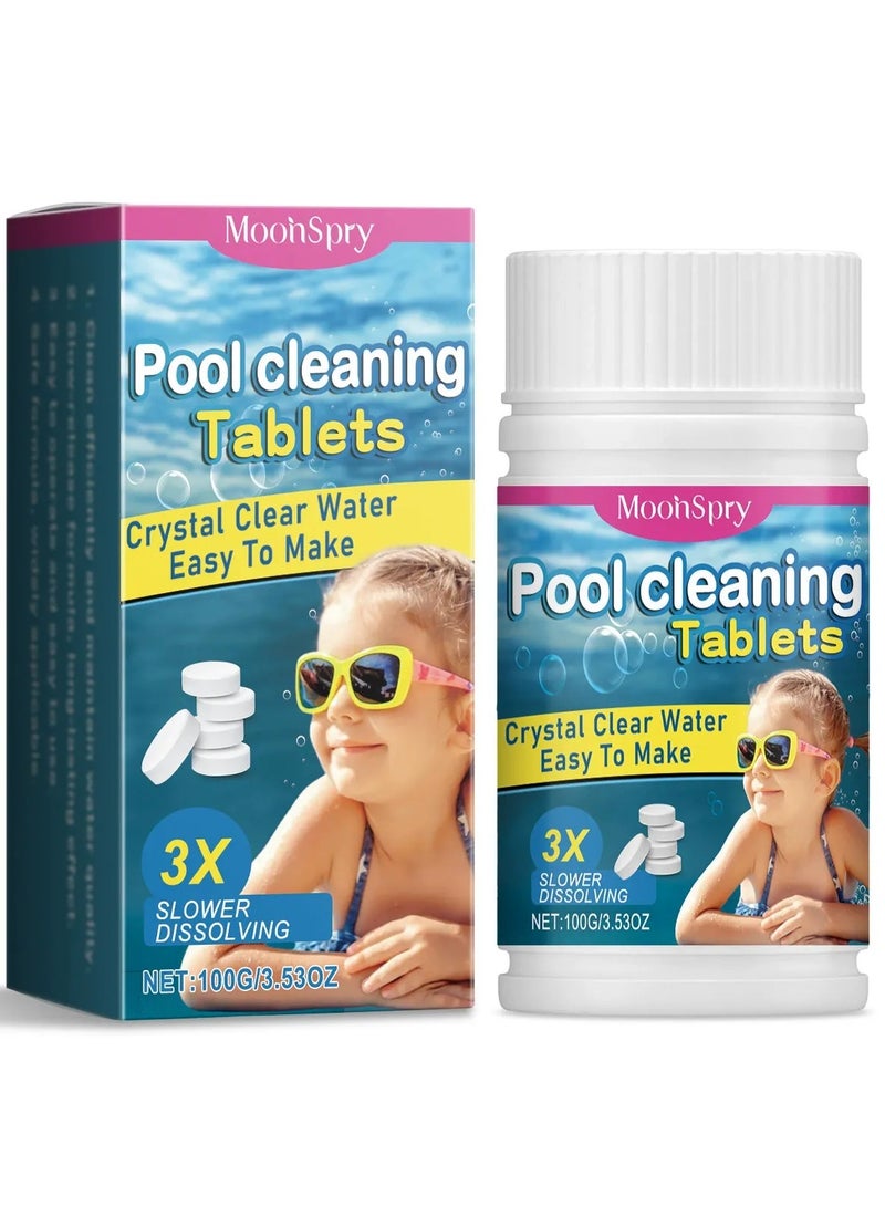 MOONSPRY 100g Chlorine Tablets for Swimming Pool and Spas, Slow-Dissolving Long-Lasting Individually Wrapped Chlorine Tabs, 1 Tablets for Every 135 Gallons (600 Litters) of Water - Image 1
