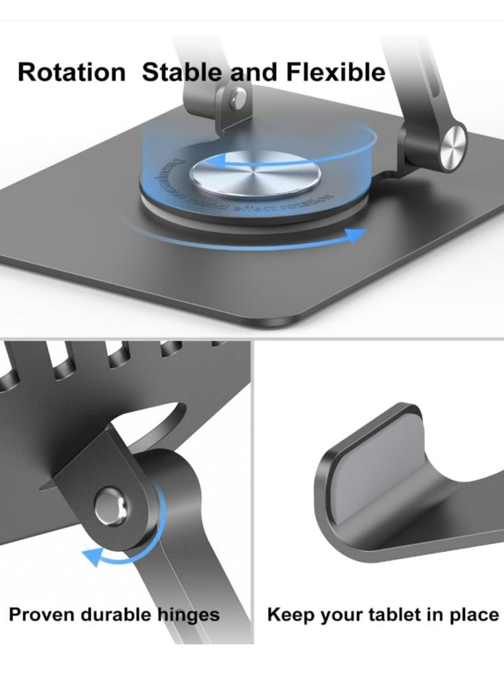 Swivel Tablet Stand, Aluminum Tablet Holder with 360 Rotating Base, Adjustable & Foldable iPad Stand, Compatible with iPad Pro Air Mini, Tablets, iPhone 15 Pro, Switch and More 4.7"-12.9"  - Image 3
