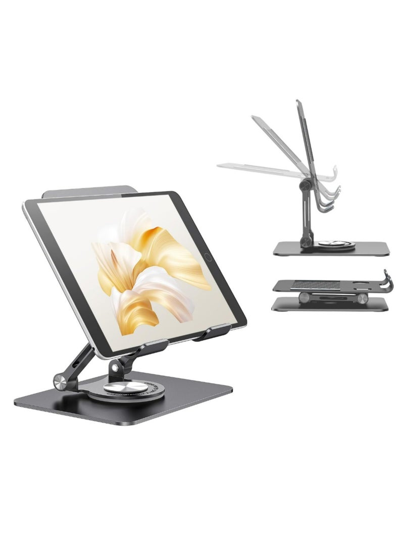 Swivel Tablet Stand, Aluminum Tablet Holder with 360 Rotating Base, Adjustable & Foldable iPad Stand, Compatible with iPad Pro Air Mini, Tablets, iPhone 15 Pro, Switch and More 4.7"-12.9"  - Image 1