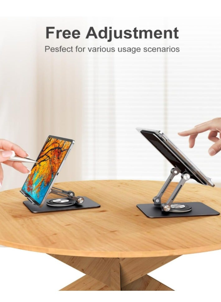 Swivel Tablet Stand, Aluminum Tablet Holder with 360 Rotating Base, Adjustable & Foldable iPad Stand, Compatible with iPad Pro Air Mini, Tablets, iPhone 15 Pro, Switch and More 4.7"-12.9"  - Image 5