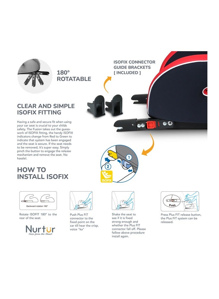 Nurtur Enzo Kids Booster Seat Arm Rest ISOFIX Fitting  Universally Fit Wide Cushioned Base Suitable from 4 years to 12 years Official Product - Image 5