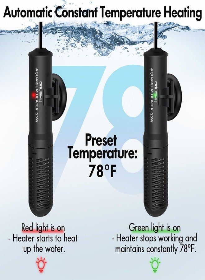 Orlushy سخان حوض أسماك صغير غاطس من أورلوشي بقوة 25 واط، يحافظ على درجة حرارة ثابتة تبلغ 78 درجة فهرنهايت لأحواض أسماك البيتا التي تتراوح سعتها بين 1 و6 جالونات من المياه العذبة والمالحة. - Image 3