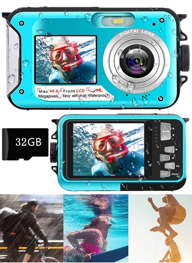 Generic Underwater Camera,Dual Screens, Full HD 48MP Digital Camera, LCD Displays, Selfie 16X Waterproof Video Recorder Camera for Snorkeling Camping Travel  - Image 1