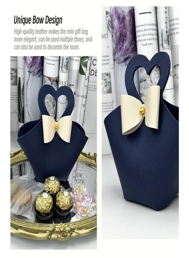 Topoloar 10 pack Mini PU Leather Gift Boxes with Handle, Reusable Small Party Favor Box Mini Handbag Gift Bags for Wedding Bridal Shower Baptism Baby Shower Birthday Party Decoration Supplies Navy blue - Image 3