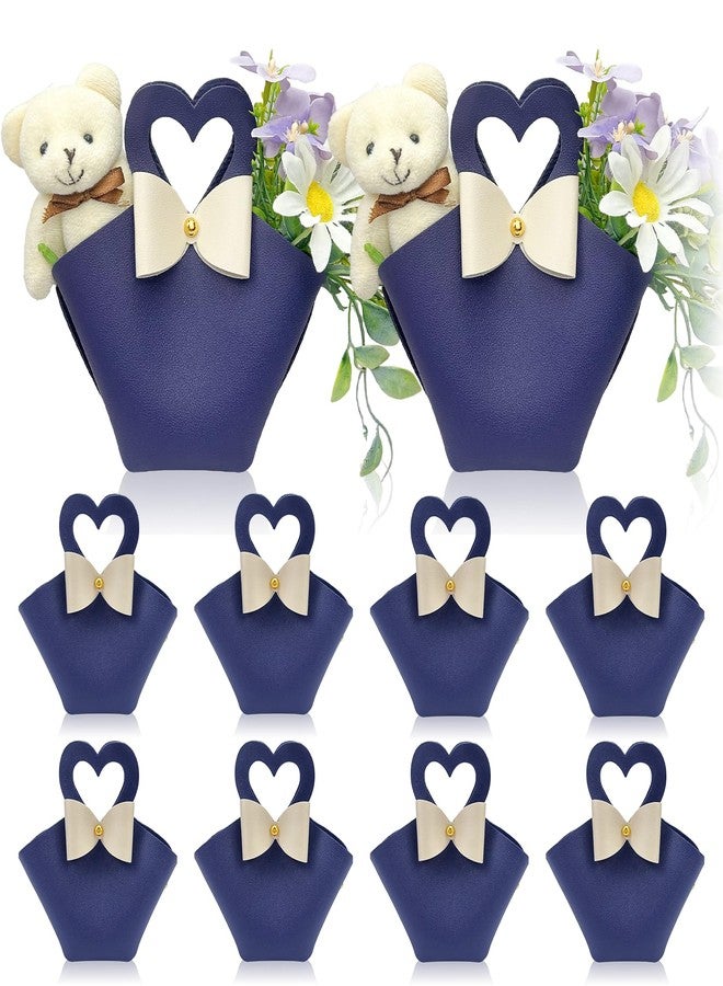 Topoloar 10 pack Mini PU Leather Gift Boxes with Handle, Reusable Small Party Favor Box Mini Handbag Gift Bags for Wedding Bridal Shower Baptism Baby Shower Birthday Party Decoration Supplies Navy blue - Image 1