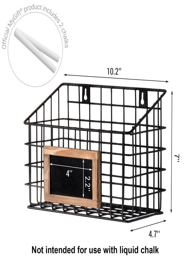 MyGift 10 Inch Wall Mounted Matte Black Metal Wire Storage Baskets with Chalkboard Labels, Small Hanging Organizer Bins for Home Entryway Kitchen Pantry Closet, Set of 3 - Image 3