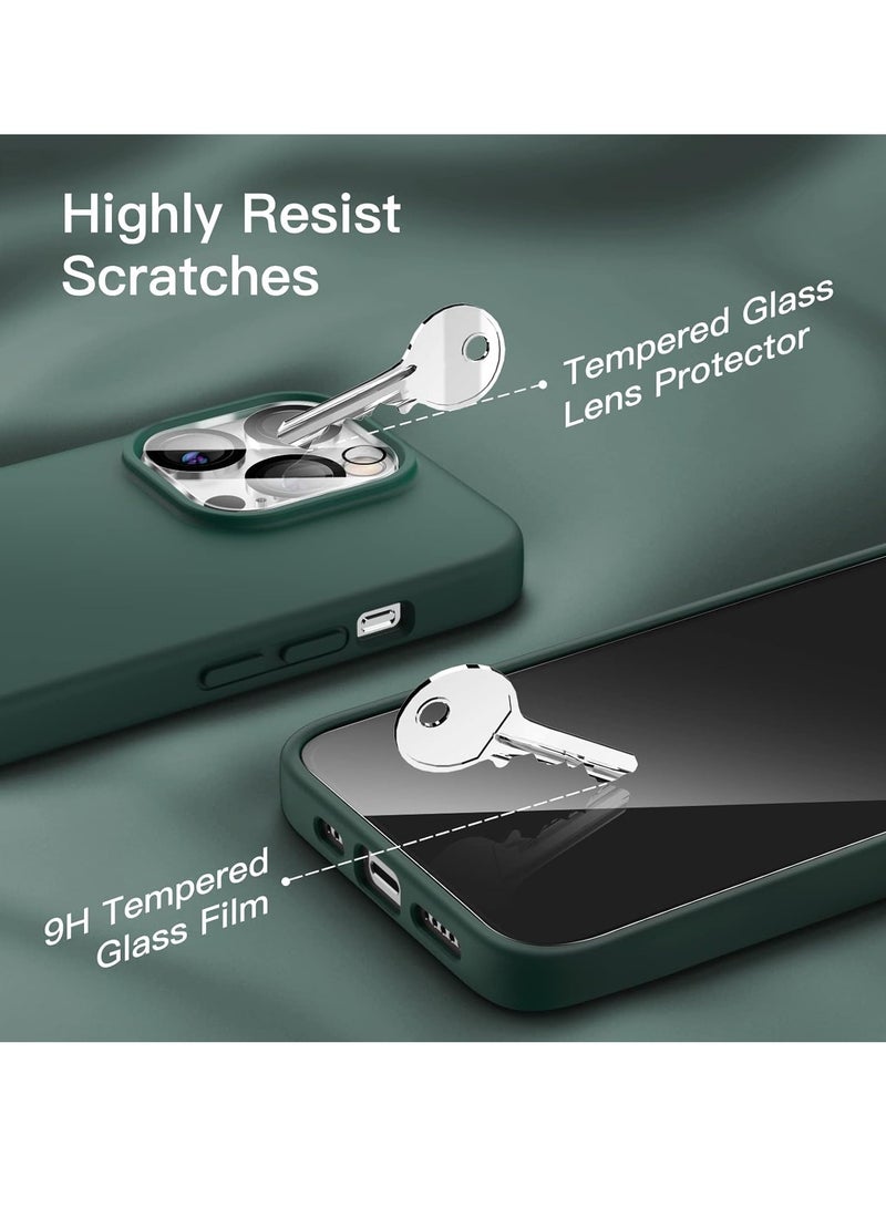 ELTRAZONE iPhone 14 Pro Max Cover, with 2 Pack Screen Protector + 2 Pack Camera Lens Protector, Liquid Silicone [Full Body] Protection Shockproof [Drop Protection] Case 6.7 inches (Green) - Image 3