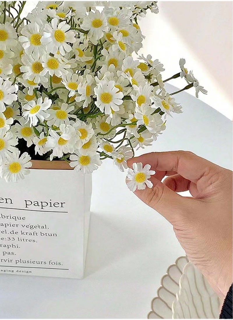 GMORO Artificial Fake Flowers, 6 Bundles White Daisy Fake Flowers Outdoor UV Resistant Artificial Daisies for Home Window DIY Garden Planter Wedding Farmhouse Indoor Outside Decorations  - Image 1