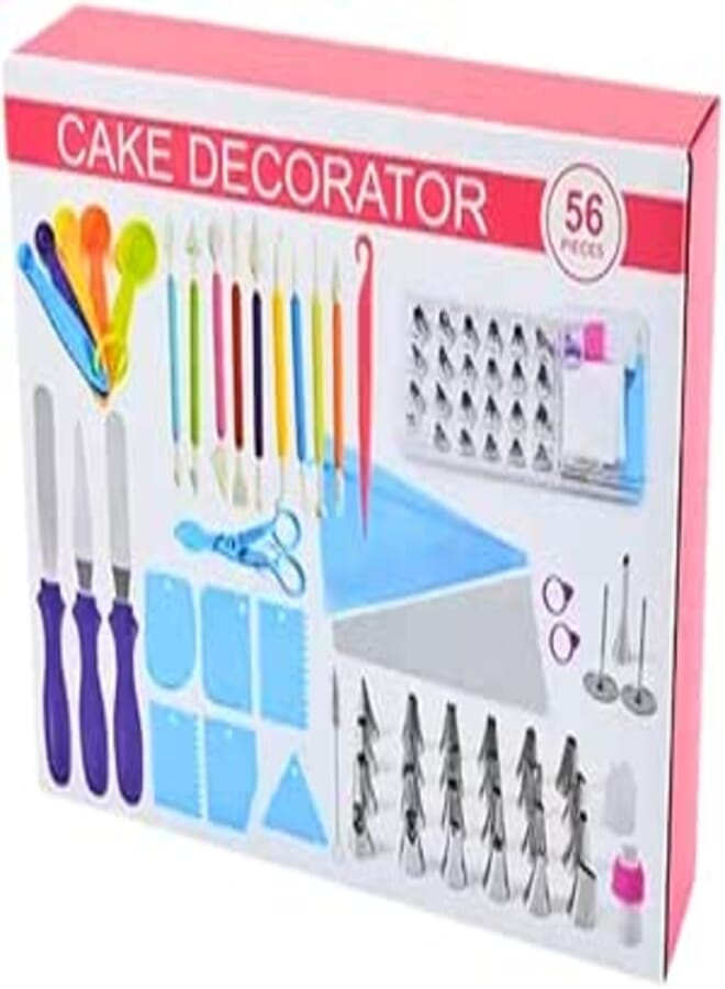 Spaceshoop Generic 56 Pcs Multicolor Cake Decorating Kit with Variety Pack Piping Tips
