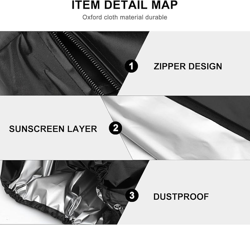 Waterproof Patio Heater Cover 210D Oxford Fabric Protector 221X85X48Cm - Image 4