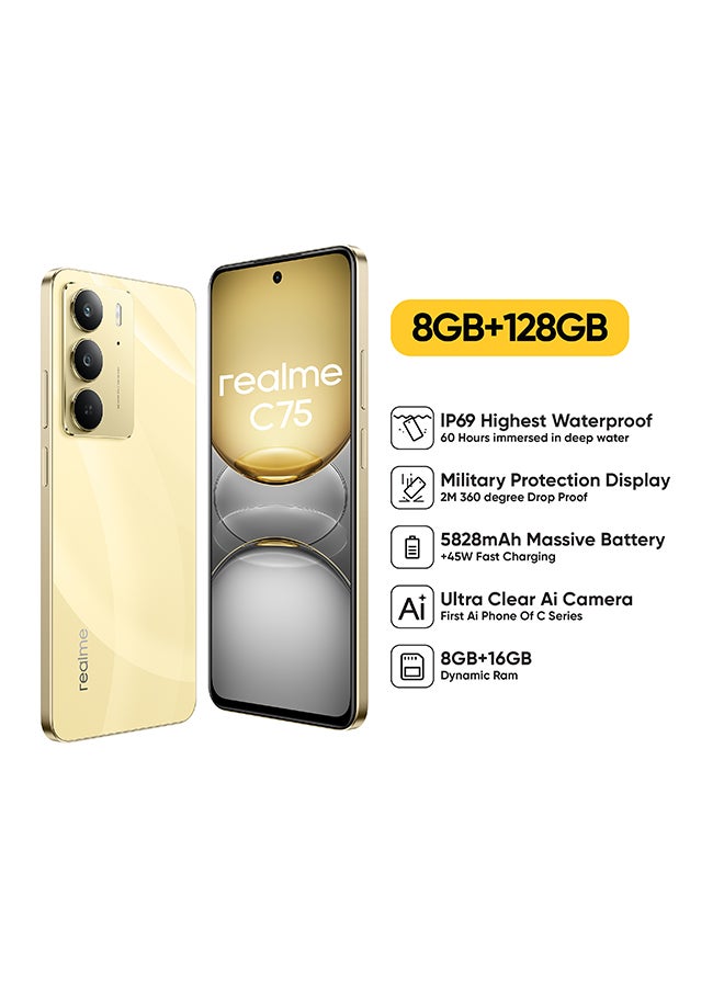 ريل مي C75 ثنائي الشريحة لايتنينغ ذهبي 8GB 128GB 4G - نسخة الشرق الأوسط - Image 1