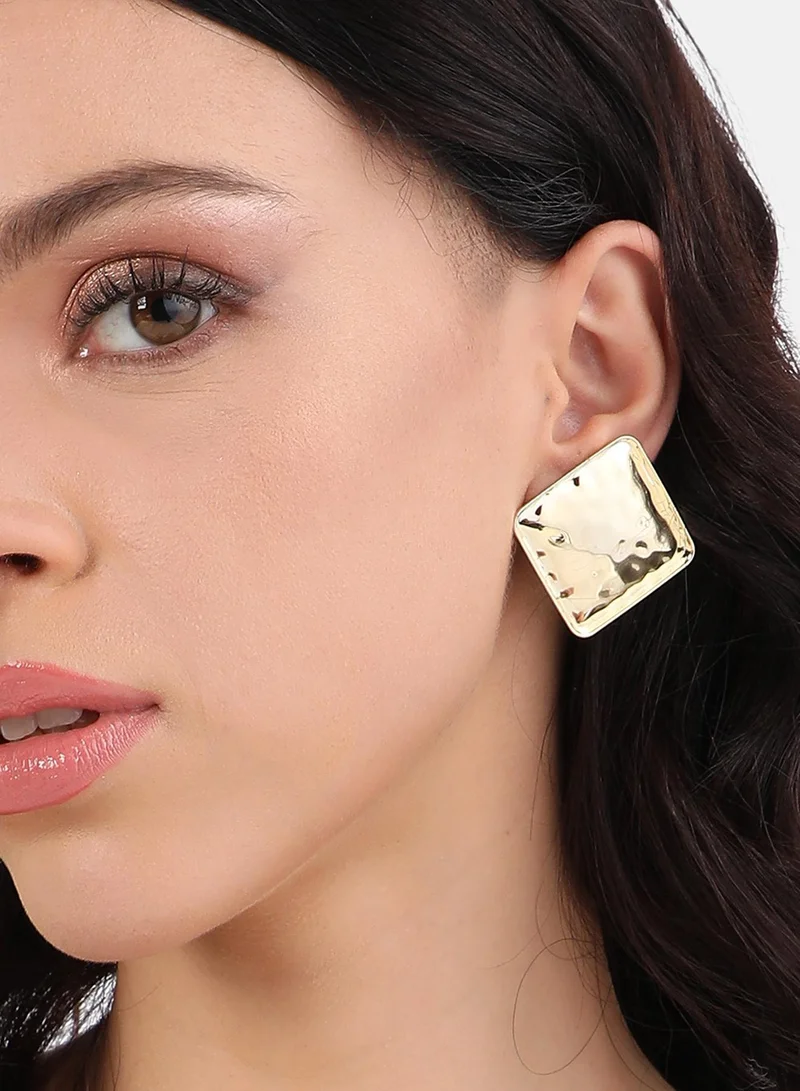 سوهي أقراط مسننة صغيرة مربعة الشكل - ذهبية