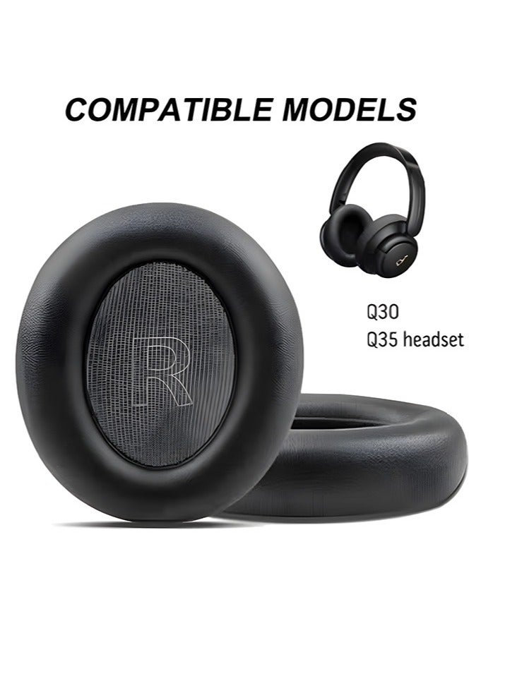 Arabest Replacement Earpads Cushions for Headphones Q30 and Q35, Life Q30 Earpads Ear Cushions with Protein Leather Skin and Memory Foam (Black) - Image 2