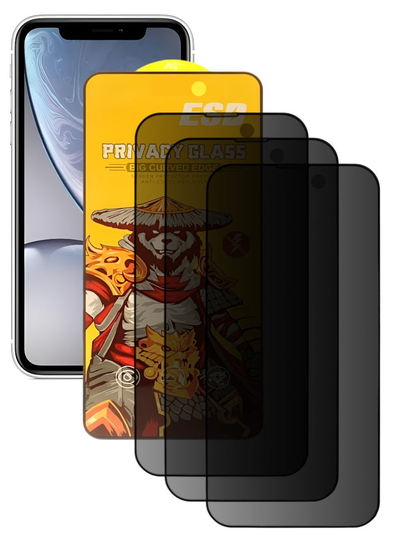 ESD 3 Pieces Tempered Dustproof Privacy Glass Screen Protector Compatible For iPhone XR - Image 1