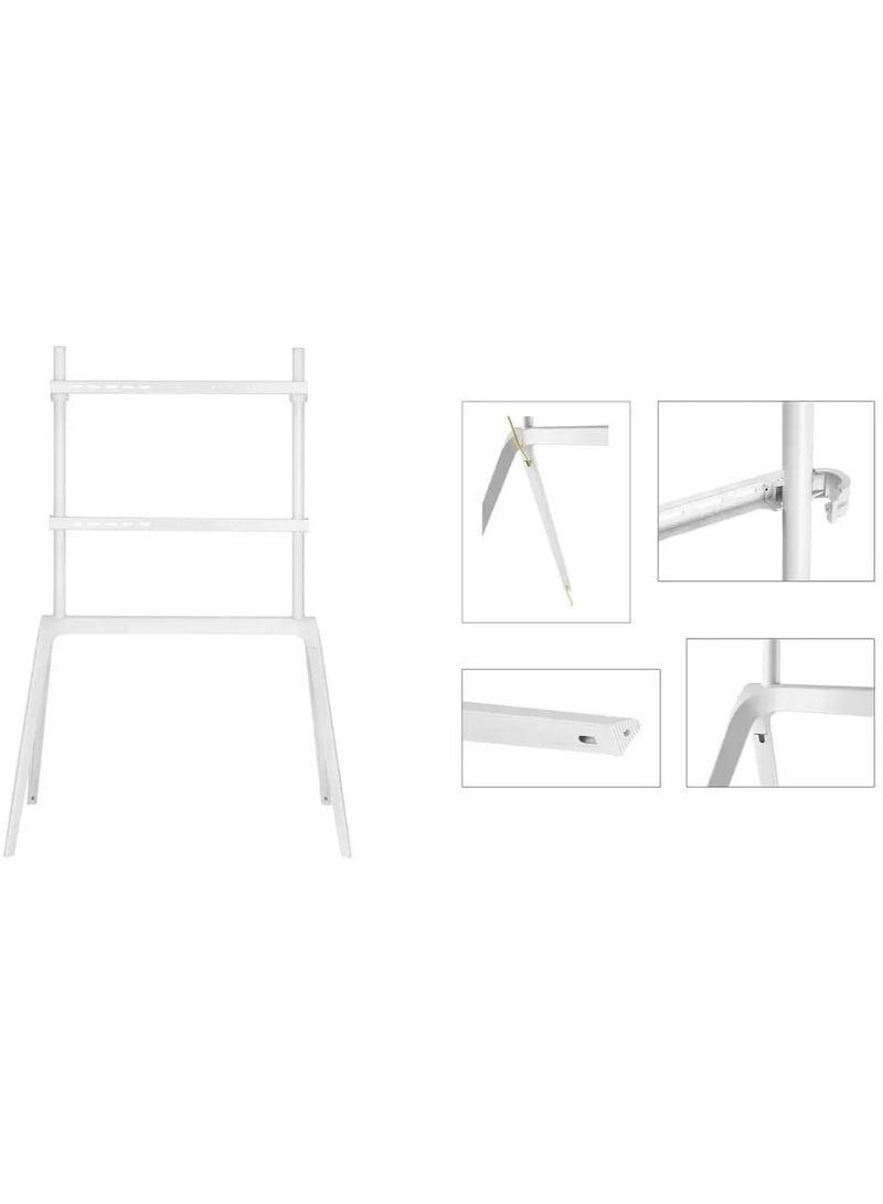 سكيل تك حامل تلفزيون أرضي SH-1446FS من الفولاذ، سعة قصوى: 60 كجم (132 رطلاً)، مقاس vesa الأقصى: 600 × 400 مم، لون أبيض مطفي، حوامل أرضية - Image 3