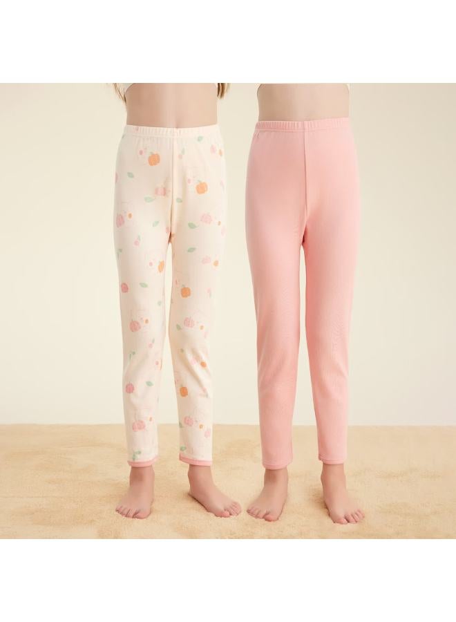 Deesha 7a Antibacterial Pure Cotton Girls' Thermal Underwear Pants Two-pack Autumn Winter Sleepwear