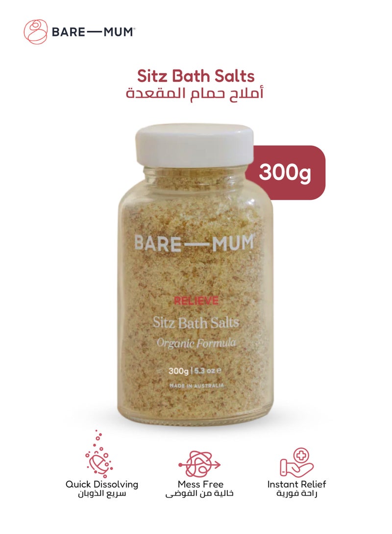BARE-MUM Sitz Bath Salts | Organic Formula | Epsom Salt | Coconut Milk | Natural Herbs | Pain Relief for Postpartum | Relieves Soreness, Itchy Skin & Swelling | 300g | Made in Australia - Image 1