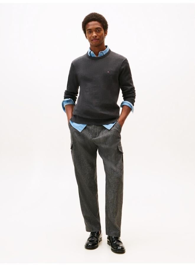 TOMMY HILFIGER Flag Embroidery Crew Neck Jumper - Image 3