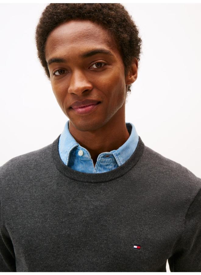 TOMMY HILFIGER Flag Embroidery Crew Neck Jumper - Image 1