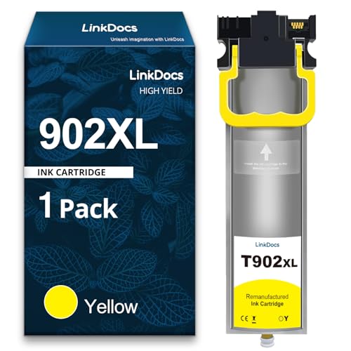 LinkDocs Remanufactured T902XL Yellow Ink Cartridge with Latest Chips Replacement for Epson 902XL T902XL Yellow Work with Epson Workforce Pro WF-C5210, WF-C5290, WF-C5710, WF-C5790 Printers - Image 1