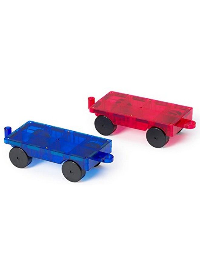 Playmags 2 Piece Car Set: with Stronger Magnets STEM Toys for Kids Use with All Magnetic Tiles and Blocks Sturdy Super Durable with Vivid Clear Color Tiles. (Colors May Vary) - Image 1