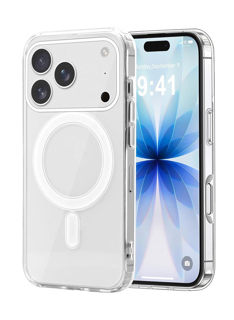 Magnetic Cover for iPhone New 17 Pro Compatible with MagSafe, Shockproof Mobile Phone Bumper Case, Anti-Scratch Back (Transparent) - Image 1