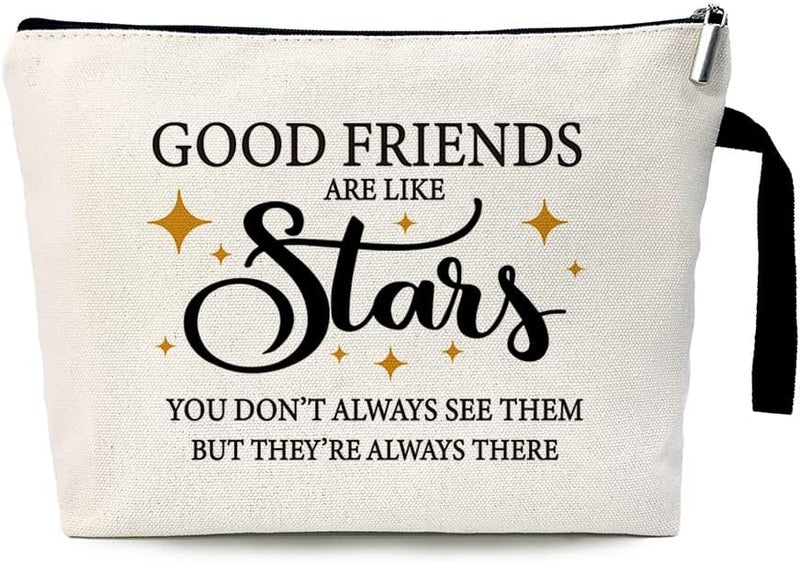 Good Friends Are Like Stars Funny Friendship Cosmetic Bag, for Travel Toiletry Zipper Storage Pouch Makeup Bag, Birthday Gifts for Friends Female, Sister Gifts, Gift for Sister Soul, Graduation Gifts